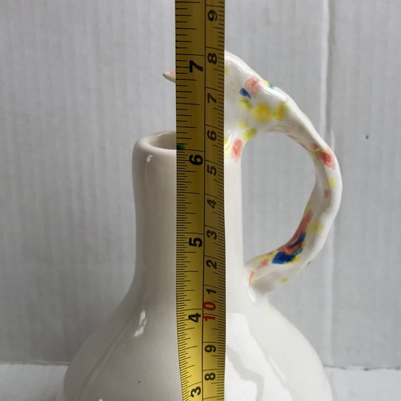 Creamy white bird handle pottery vase pitcher - Picture 13 of 13
